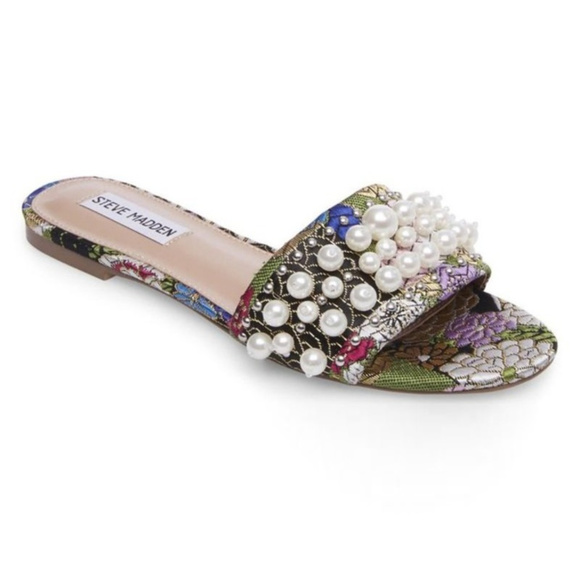 STEVE MADDEN Embellished Flat Slide Sandals - Picture 2 of 8